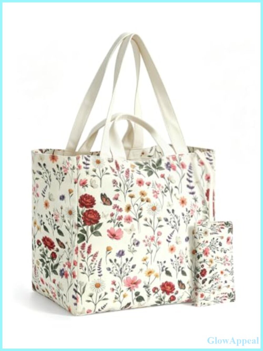 Heavy Duty Vintage Canvas Tote 8 Pocket Rigid Base & Pouch